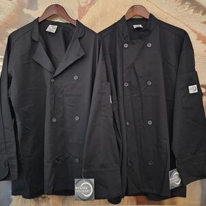 2 NWTS Black Chef Jackets By Mercer Sz L